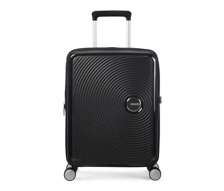 Schwarzer American Tourister Hartschalen-Koffer »Soundbox« Spinner, klein, mit Teleskopgriff.