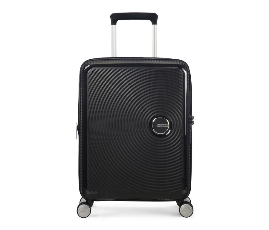 Schwarzer American Tourister Hartschalen-Koffer »Soundbox« Spinner, klein, mit Teleskopgriff.