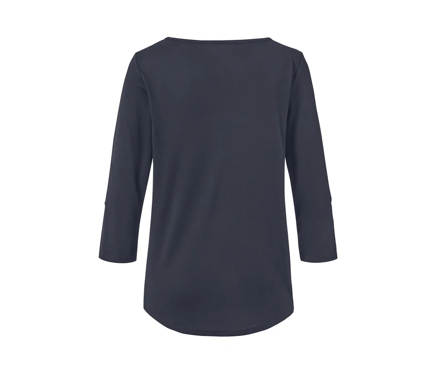 Blaues Funktionsshirt mit 3/4-Ärmeln.