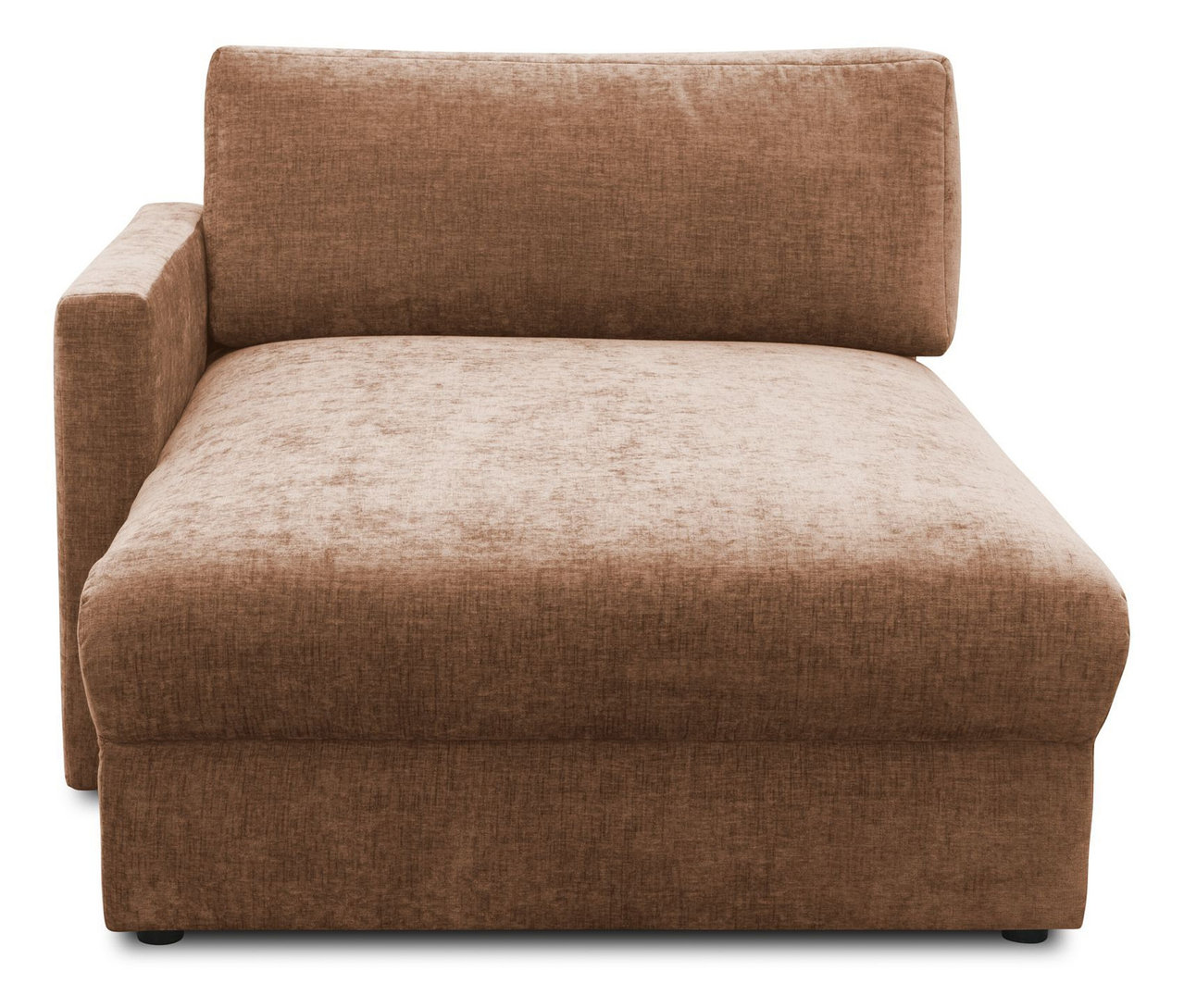 Ein rostbrauner DOMO Longchair, linksbündig.