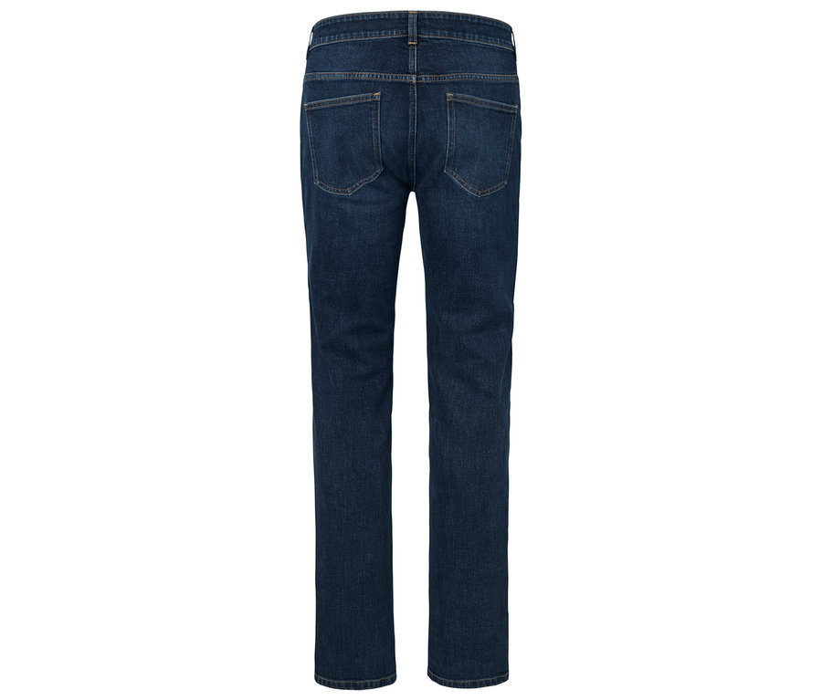 Rückansicht einer dunkelblauen Jeans.