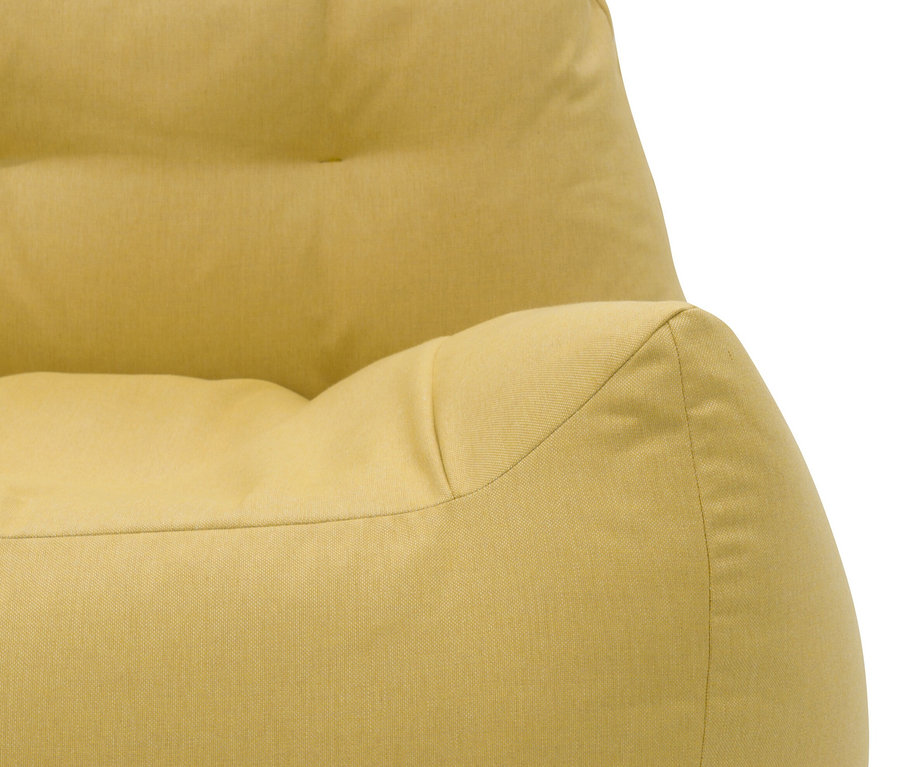 Detailansicht eines gelben DOMO collection Loungesessels mit Sunbrella®-Stoff, Sunlight.