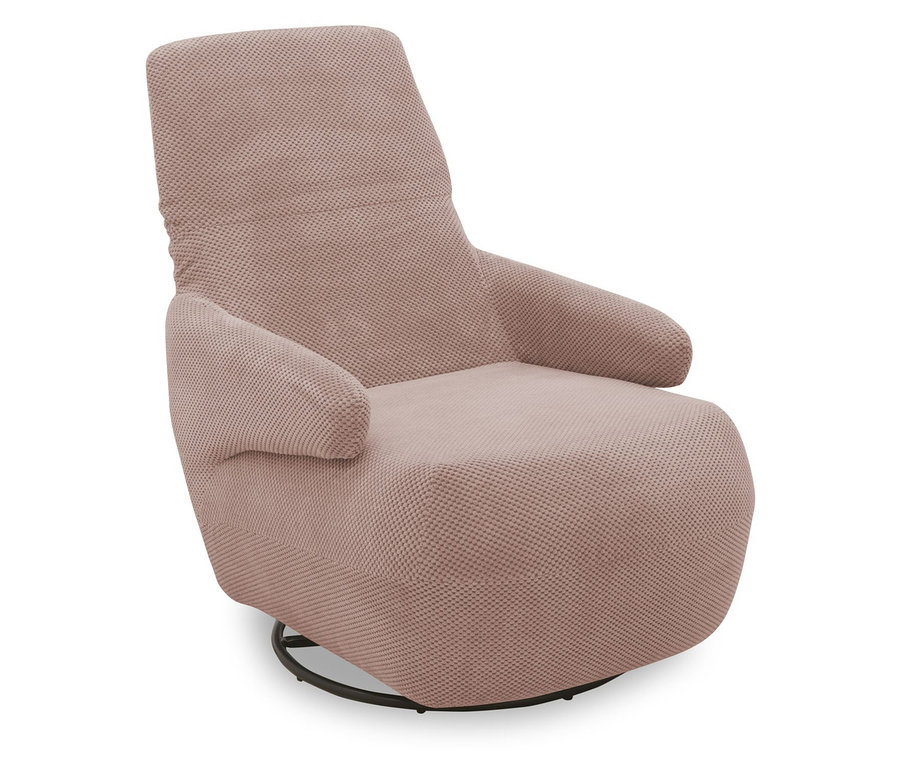 Ein rosa Domo Drehsessel »Valencia« mit Drehfunktion ist vor einem weißen Hintergrund zu sehen.