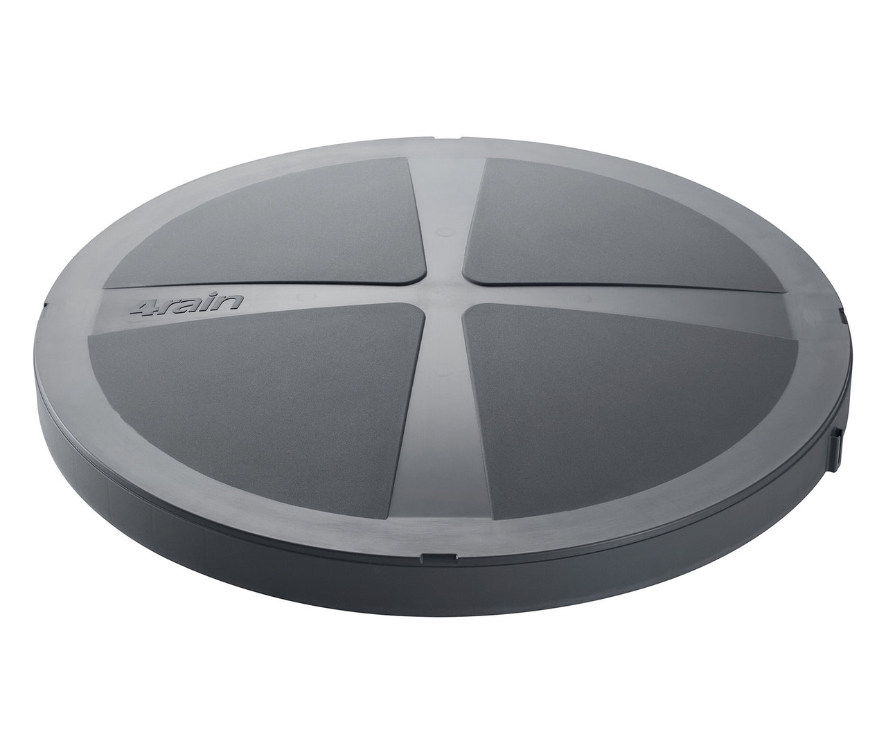 Nahaufnahme eines grauen Garantia Regenspeichers, ca. 230 l, Komplett-Set.