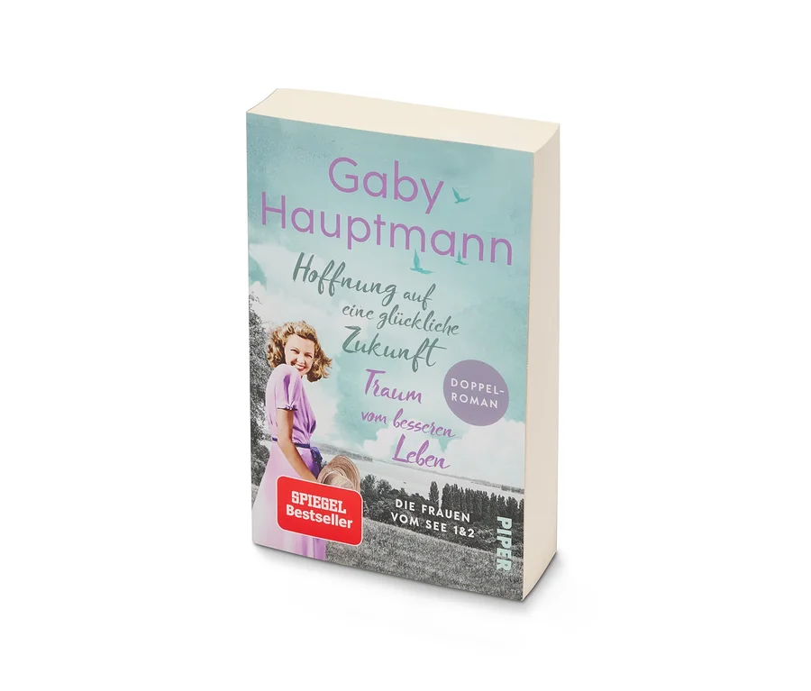 Nahaufnahme des Buches „Hoffnung auf eine glückliche Zukunft“ von Gaby Hauptmann.