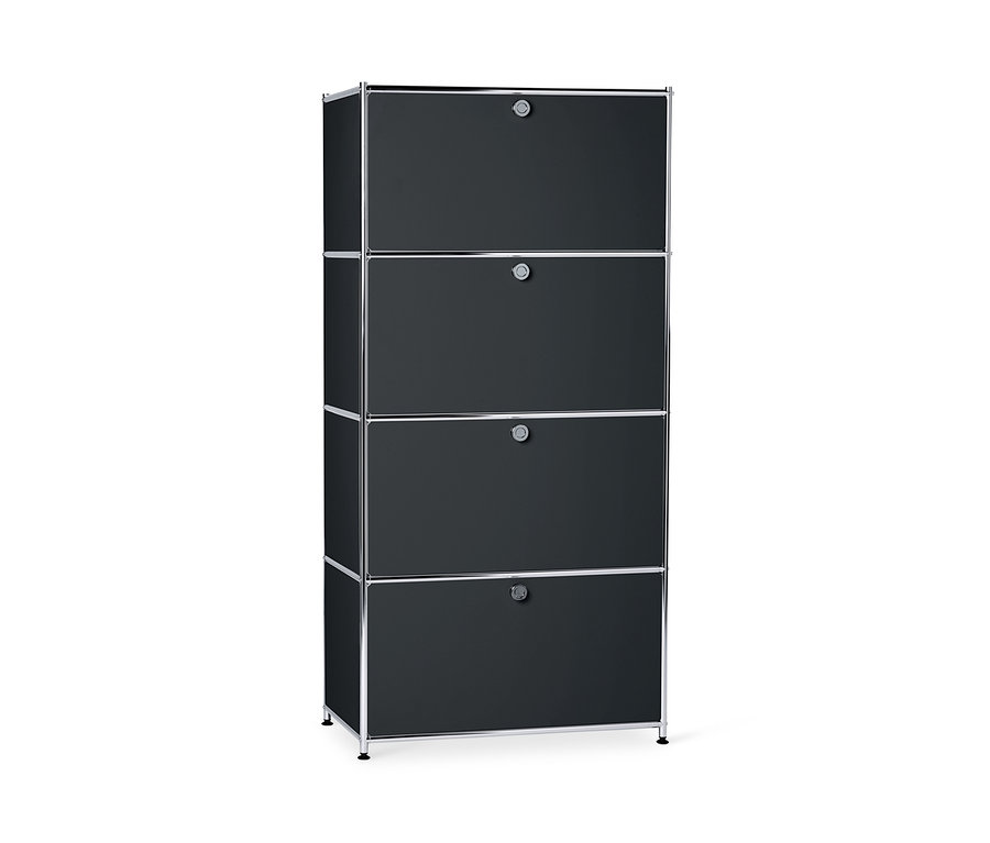 Schwarzes Highboard Metall »CN3« mit 4 Klappenfächern.