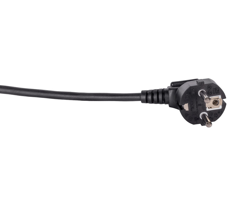 Detailaufnahme eines schwarzen Stromkabels mit Stecker für den XL Brotbackautomat »BM2«.