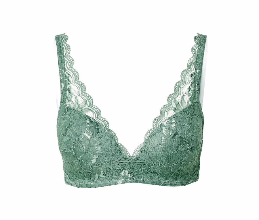 Grüner Softschalen-BH mit Spitze.