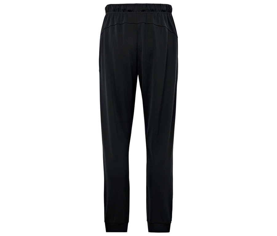 Schwarze Trainingshose mit elastischem Bund.