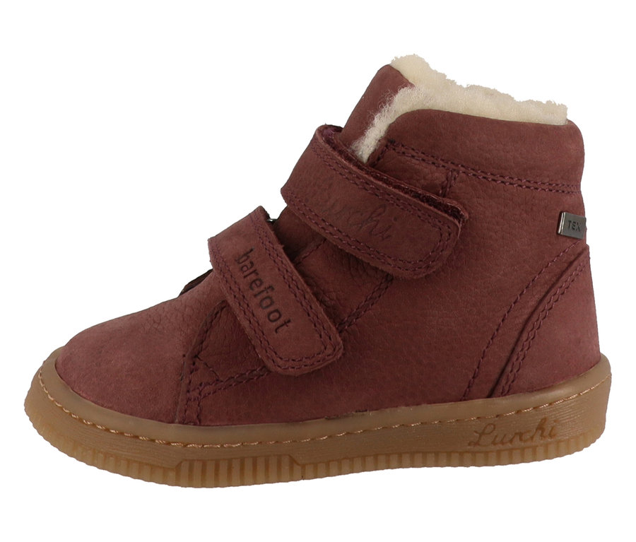 Einzelner LURCHI »Felix Barefoot-TEX« Schuh in Wildberry Farbe.