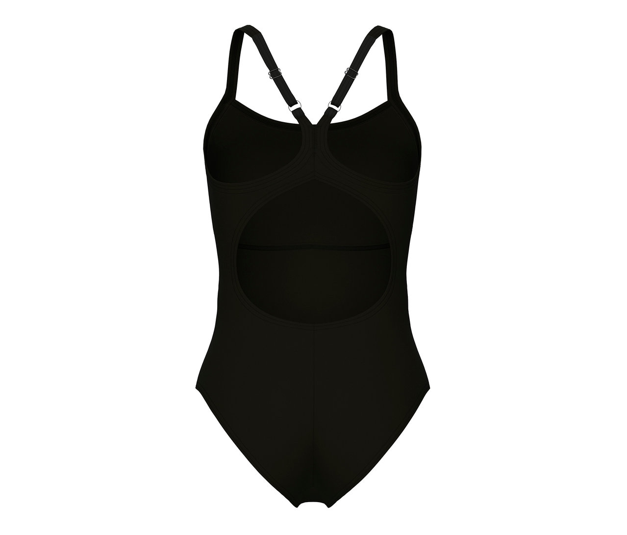 arena Feel Damen Badeanzug Solid Lightdrop Back Bustier, BLACK-BLACK.