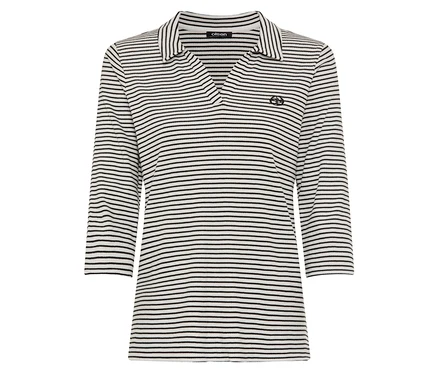 Gestreiftes Poloshirt mit Dreiviertelärmeln.