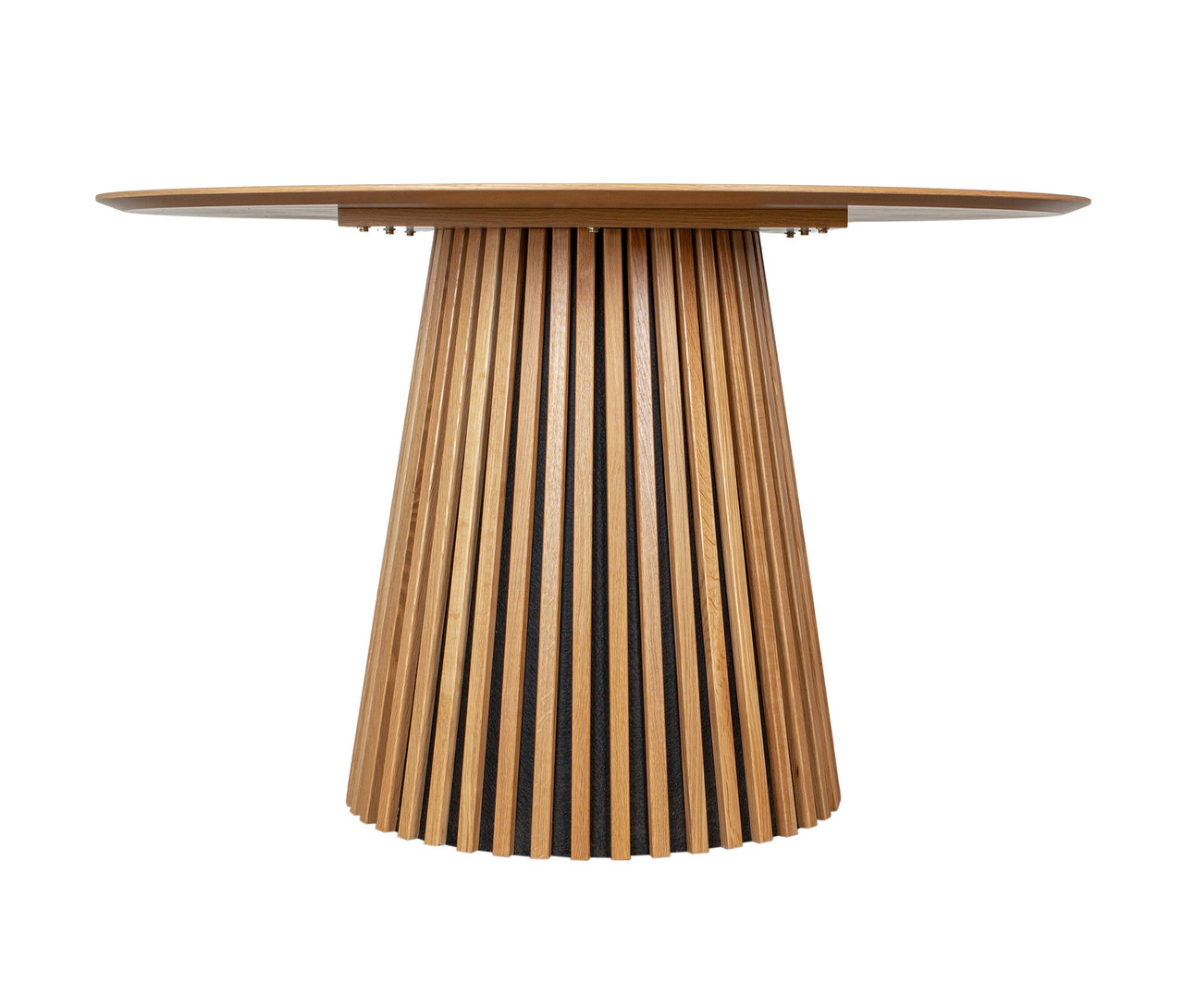 Detailansicht des deVries Esstisches »Oria« aus Natureiche, rund, 120 cm.