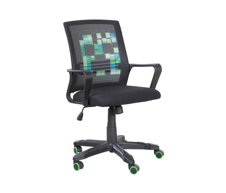 Schwarzer roba Minecraft Gaming-Stuhl mit Pixelmuster auf der Rückenlehne.