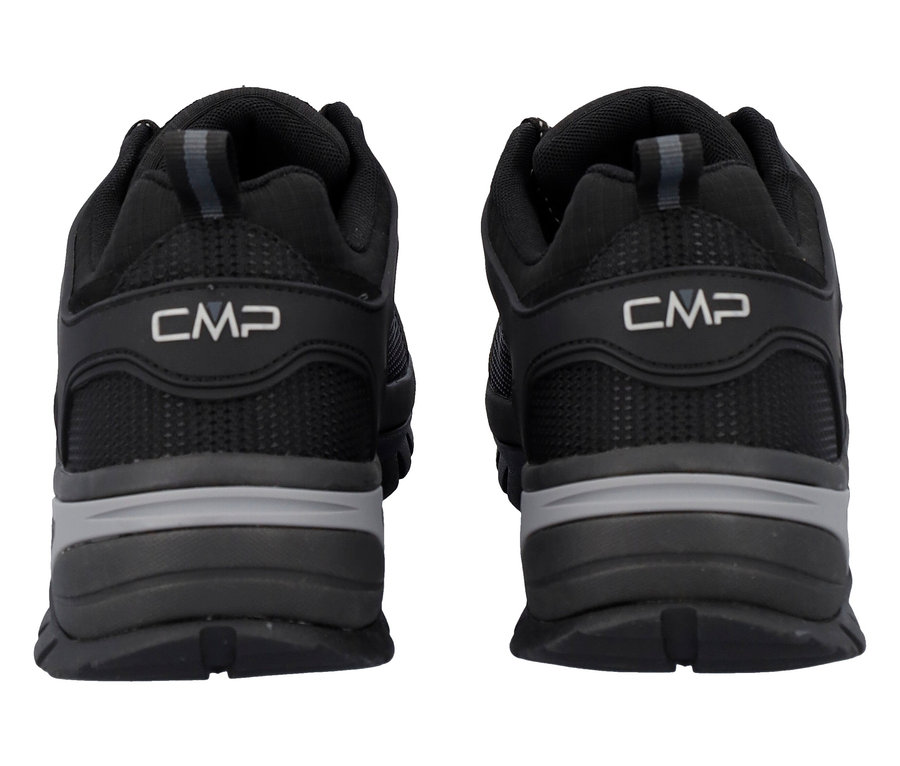 Rückansicht von zwei schwarzen CMP-Schuhen mit grauen Akzenten.