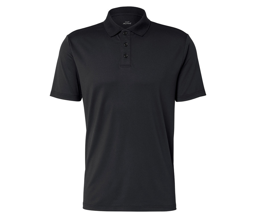 Schwarzes Poloshirt mit drei Knöpfen