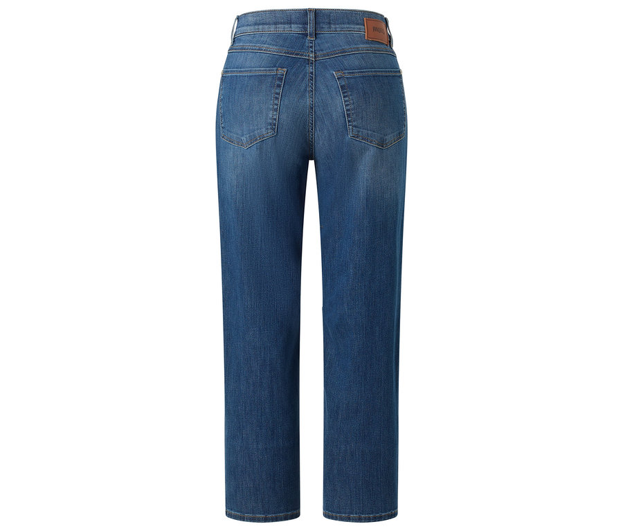 Rückansicht einer blauen Jeanshose.