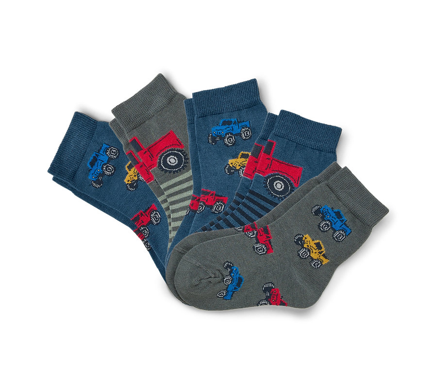 Fünf Paar Kindersocken mit Automotiven.