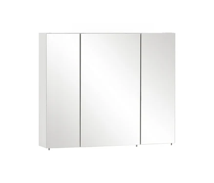 Weißer Spiegelschrank »Basic«, 90 cm, mit drei Spiegeltüren auf weißem Hintergrund.