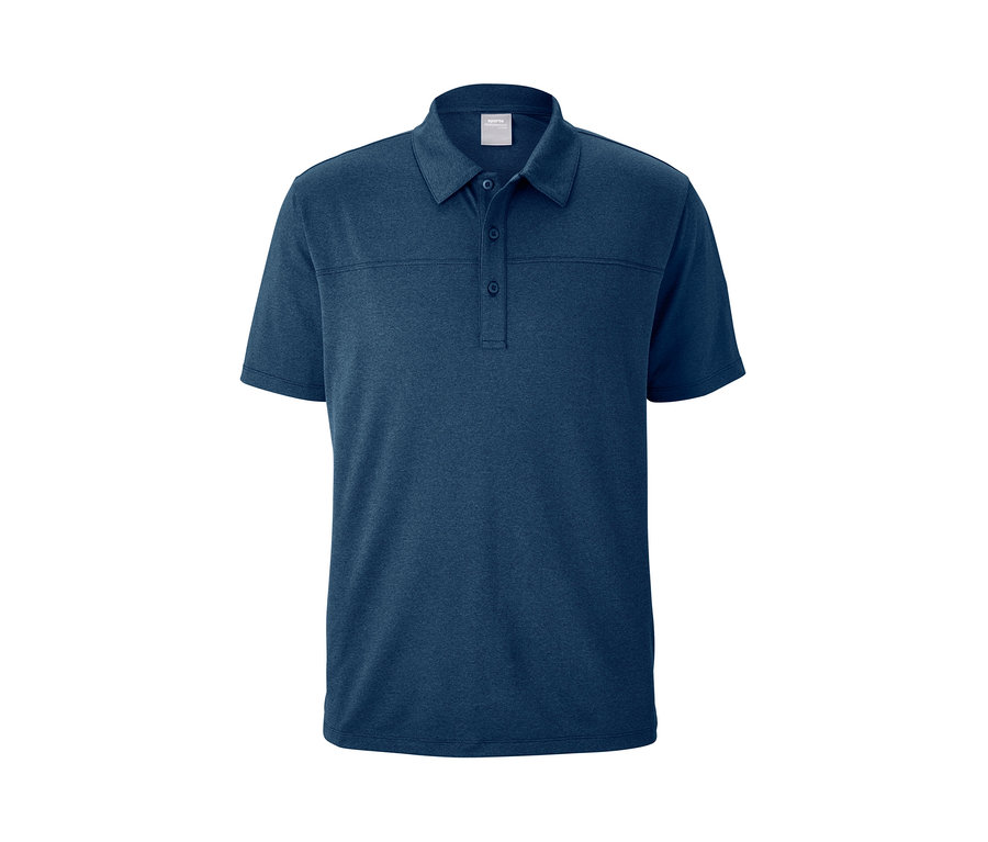 Dunkelblaues Funktions-Poloshirt.