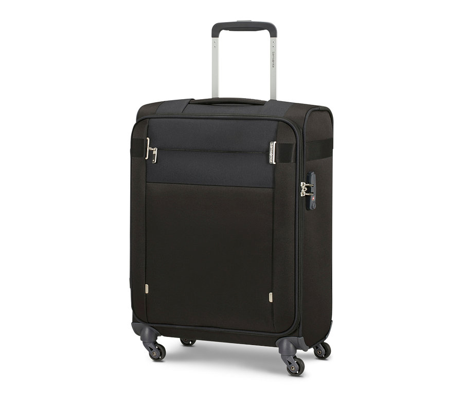 Schwarzer Samsonite CITYBEAT SPINNER, klein, auf weißem Hintergrund.