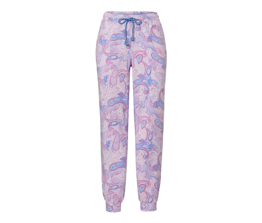 Lila Pyjamahose mit Muster.