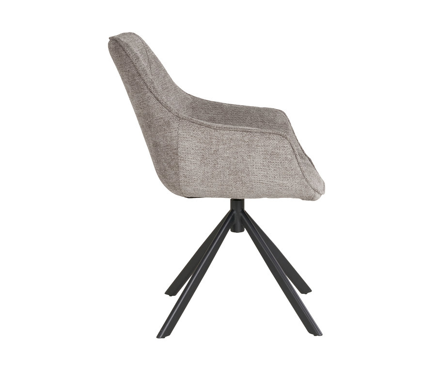 Seitenansicht des deVries Diningsessels »San Carlo« in Mouse Grey.
