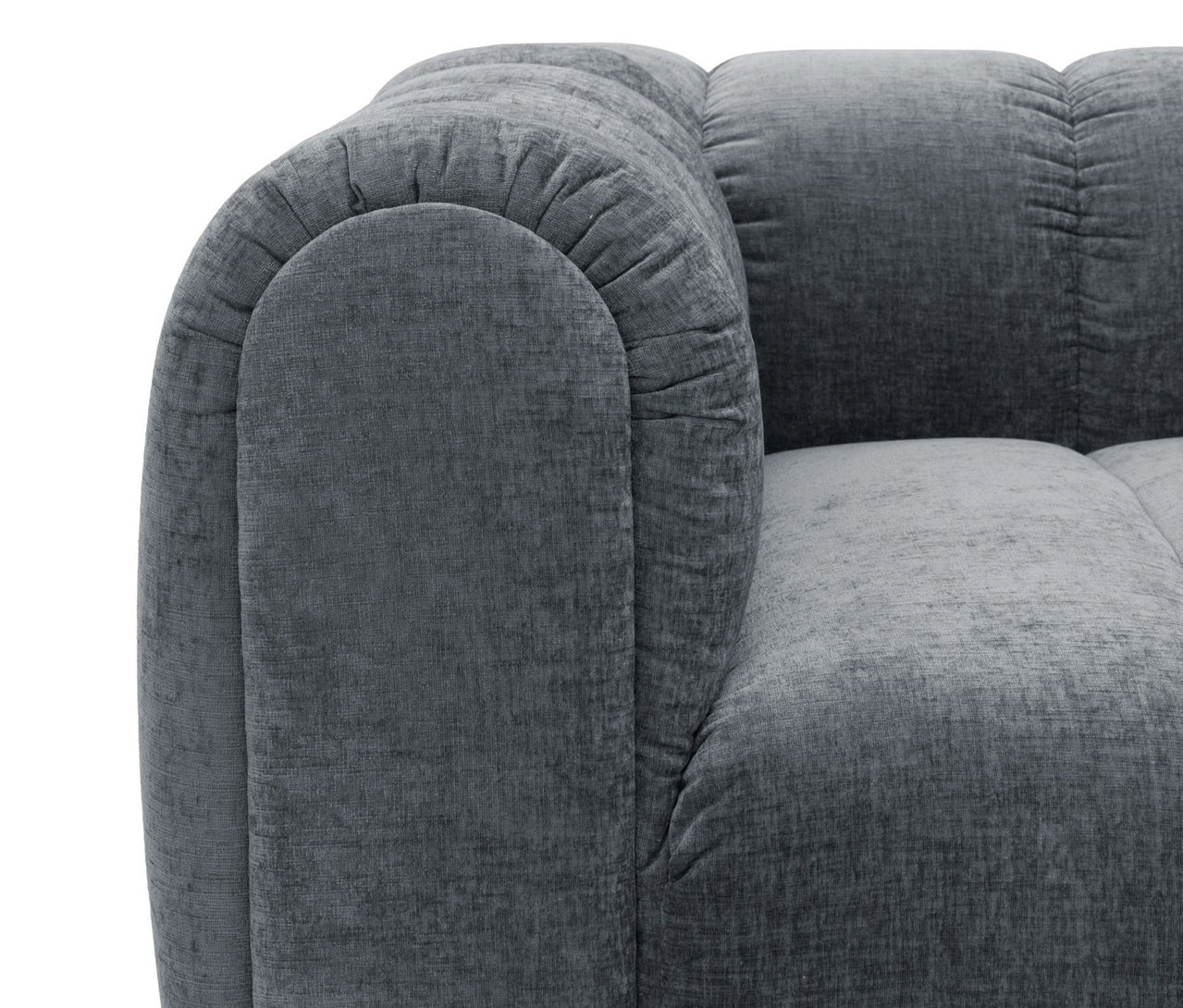 Detailansicht des grauen DOMO Bigsofas Sitzraster, breit.