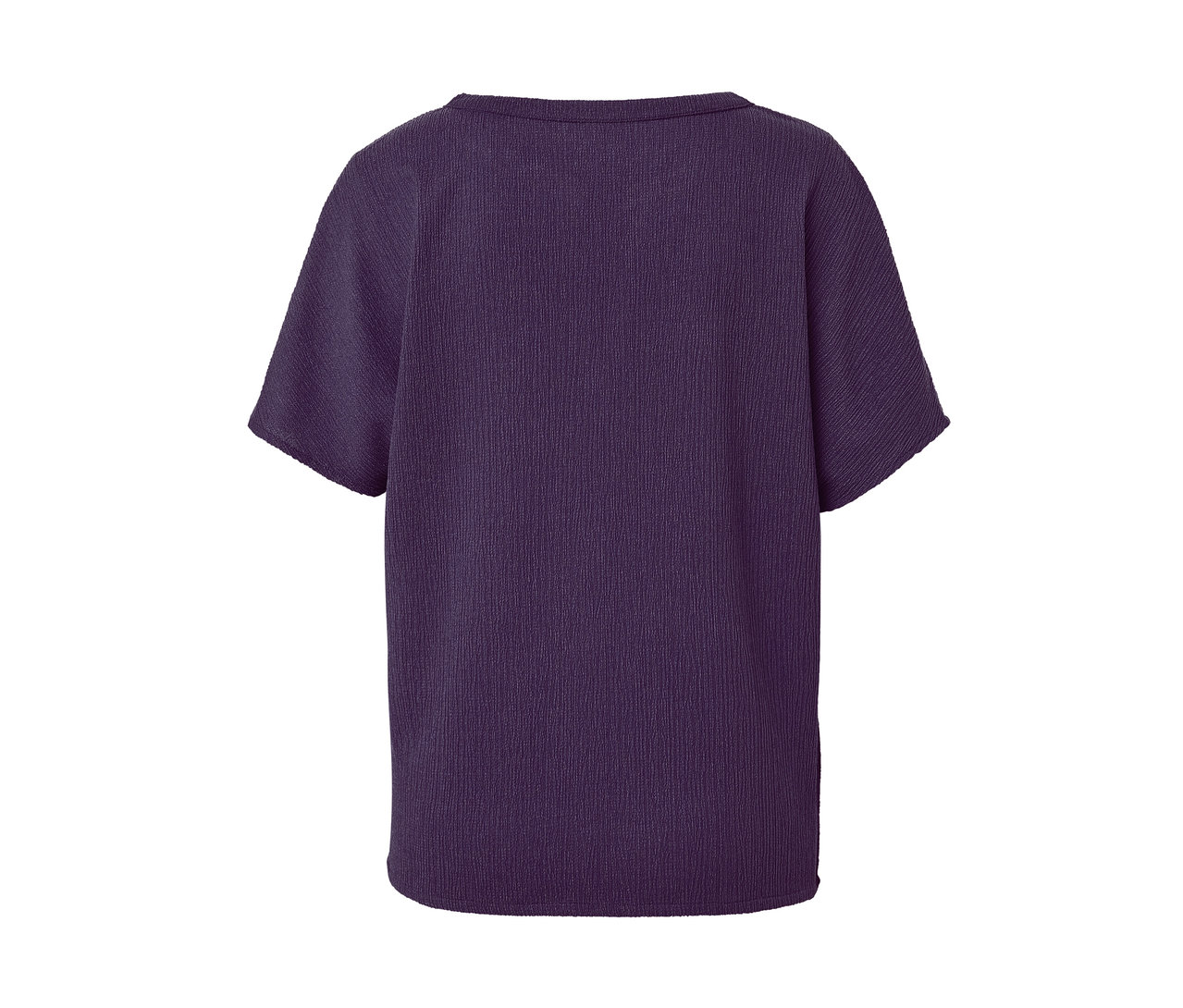 Eine lila strukturierte Kurzarmbluse.