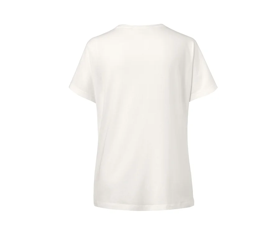 Weißes Shirt mit Rundhalsausschnitt.