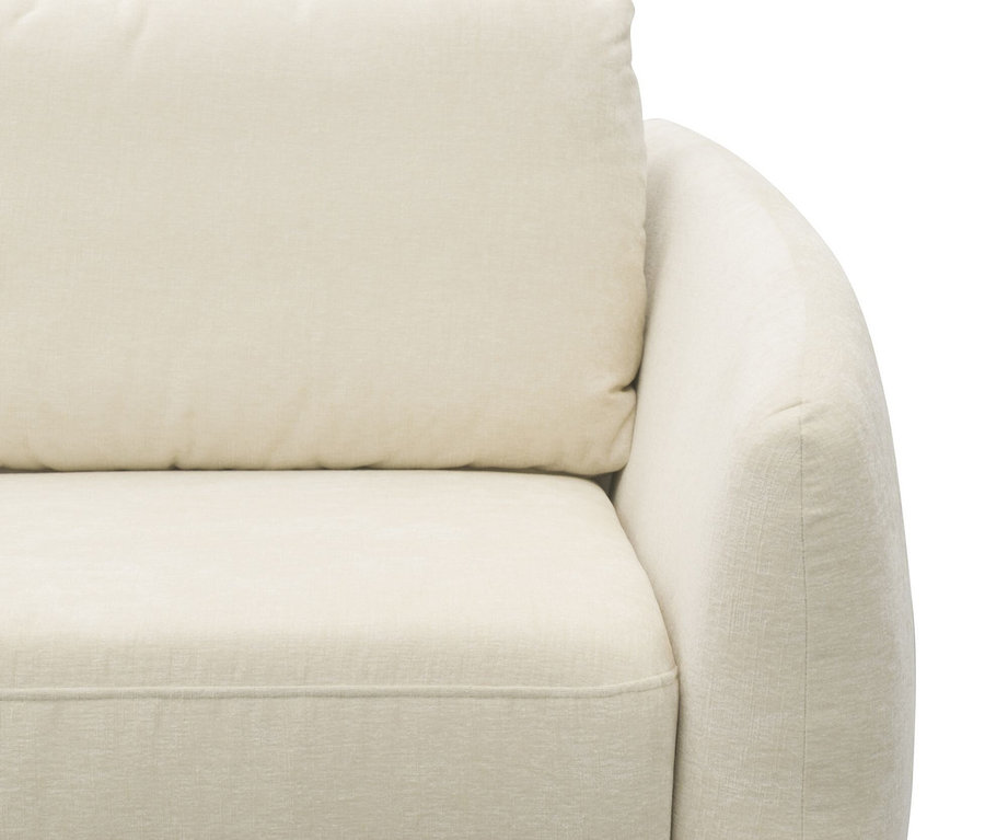 Detailansicht des cremefarbenen DOMO Ecksofas mit Longchair, linksbündig.