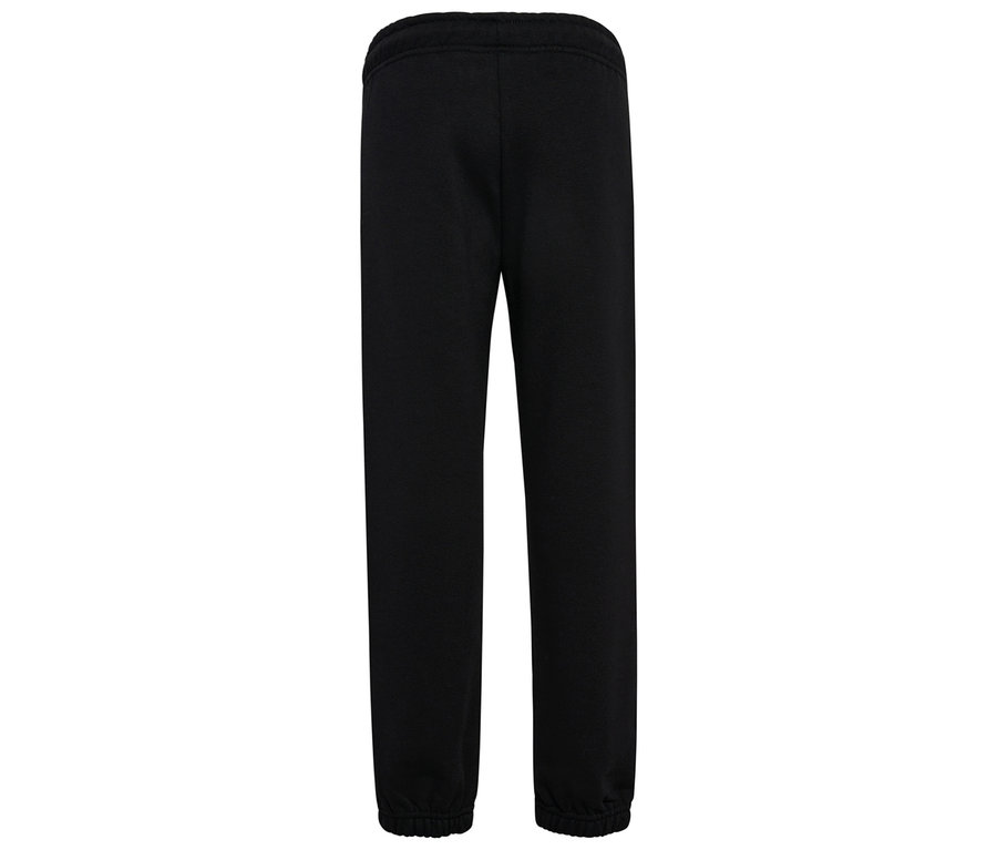 Schwarze hummel® HMLJR Loose Sweatpants Bee von hinten, mit Gummizug am Bund und an den Knöcheln.