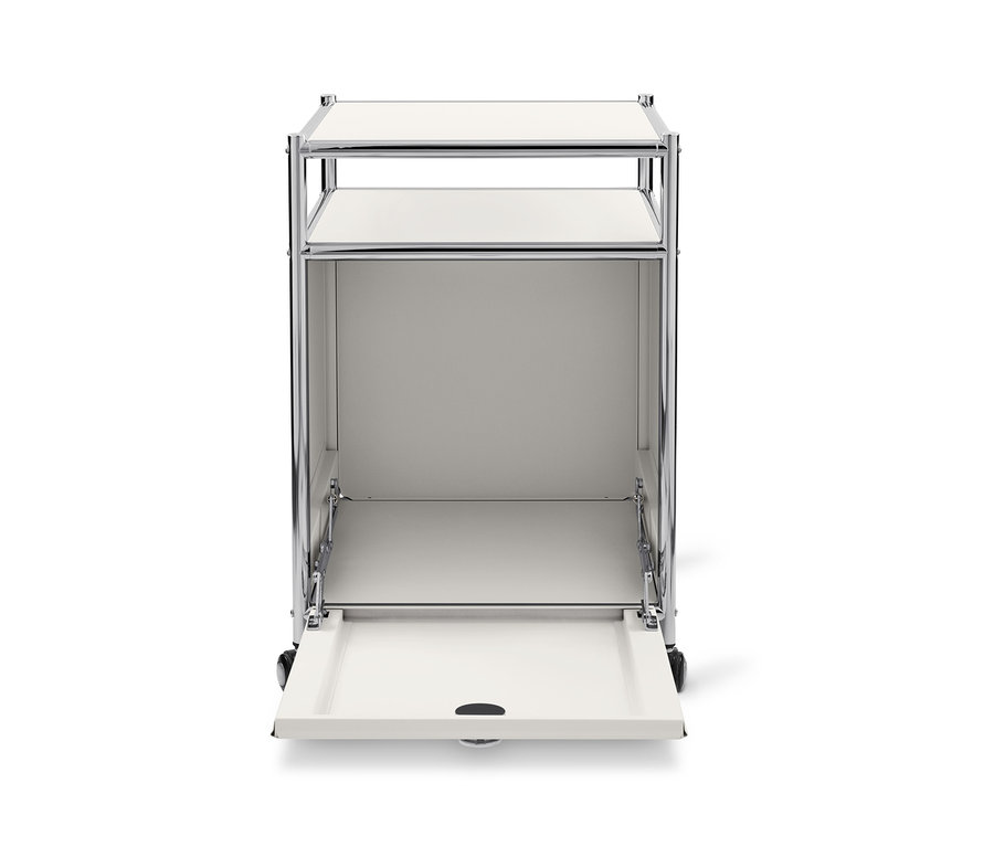 Weißer Rollcontainer Metall »CN3« mit Klappe.