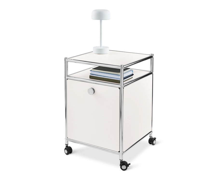 Weißer Rollcontainer Metall »CN3« mit Klappe.