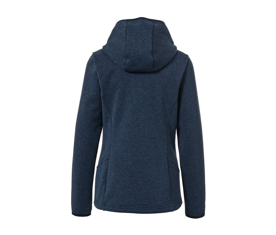 Rückansicht der dunkelblauen Strickfleece-Jacke.