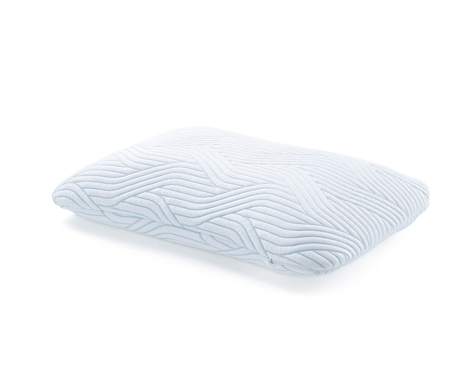 TEMPUR® ARCH SmartCool™ Schlafkissen M mit blauem Wellenmuster auf weißem Hintergrund.