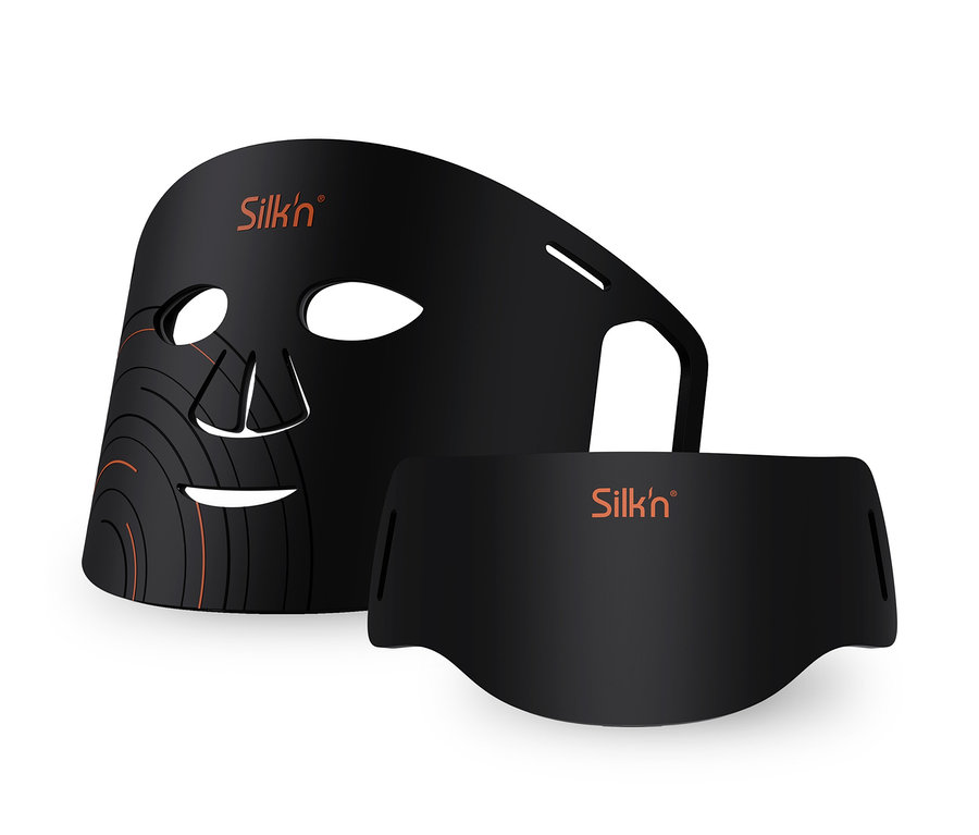 Schwarzes Silk'n Dual-LED-Set Gesichts- und Halsmaske.