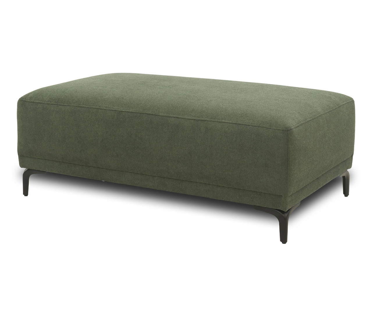Grüner DOMO Eck-Schlafsofa Hocker, rechtsbündig.