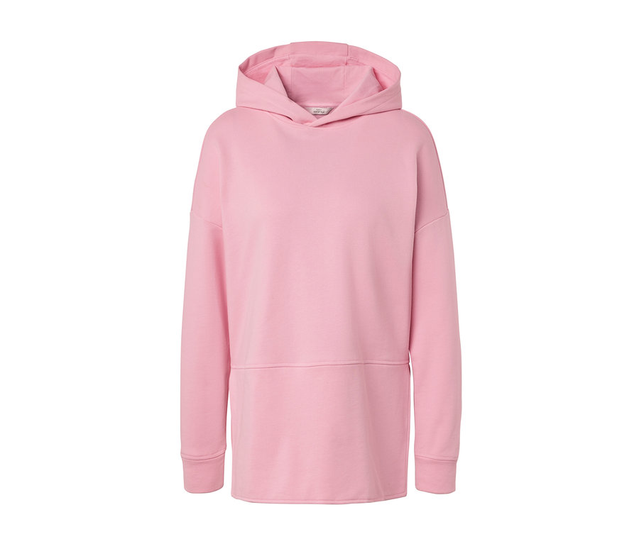 Langes rosa Kapuzensweatshirt.