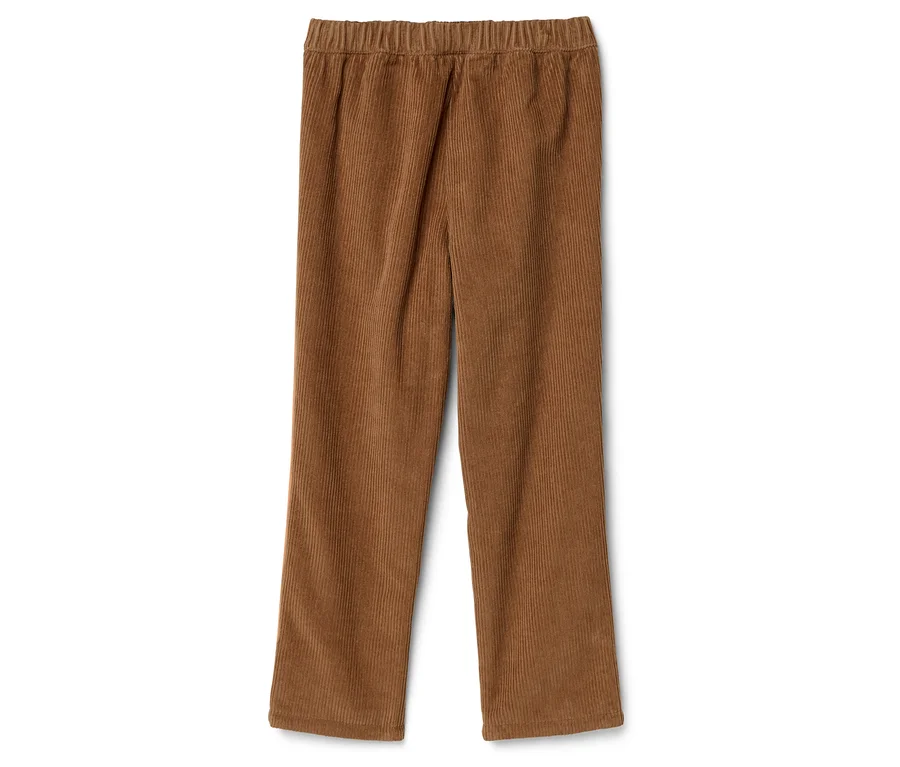 Braune Cordhose mit elastischem Bund.