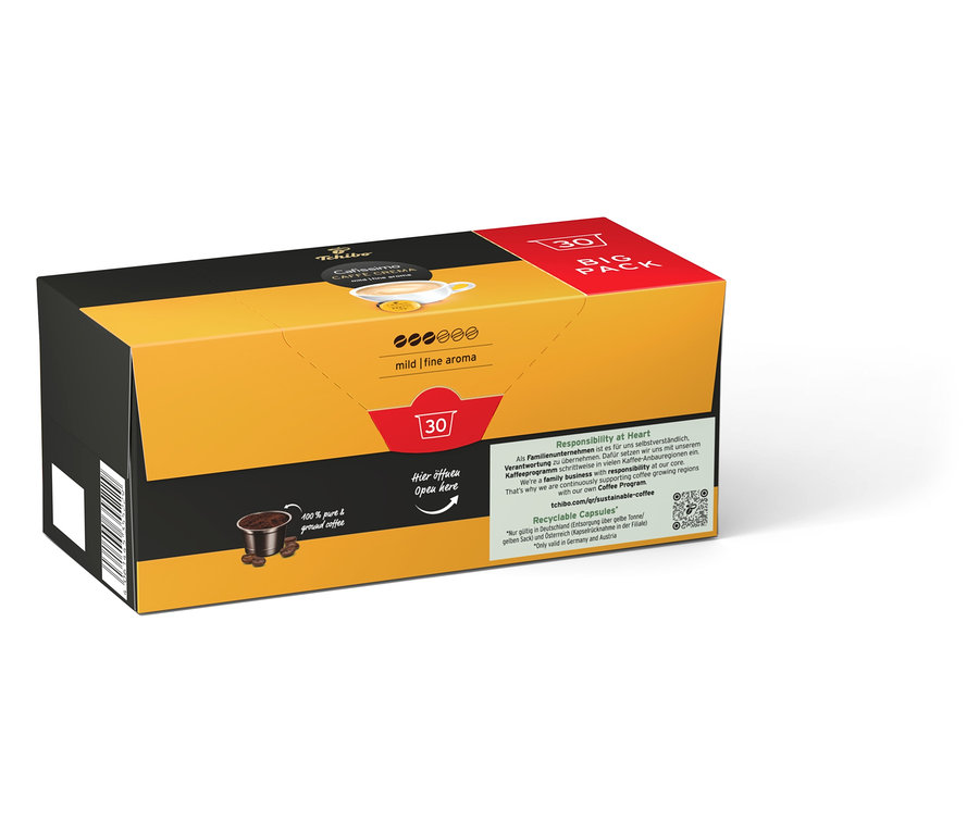 Eine Packung Cafissimo Caffè Crema mild - 120 Kapseln und eine Packung Cafissimo Caffè Crema mild 30 Kapseln.