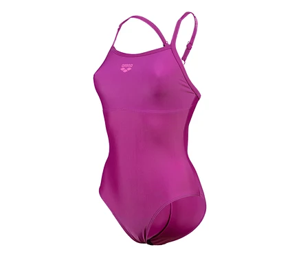 arena Feel Damen Badeanzug Solid Lightdrop Back Bustier, PURPLE WINE