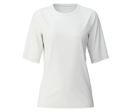 Weißes T-Shirt mit kurzen Ärmeln.