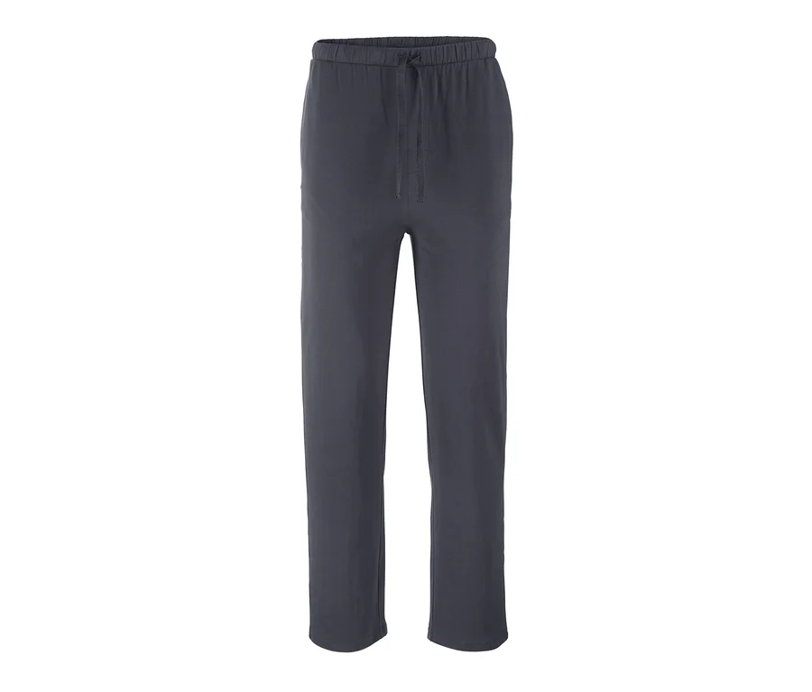 Lange, graue Jersey-Pyjamahose mit Kordelzug in der Taille.