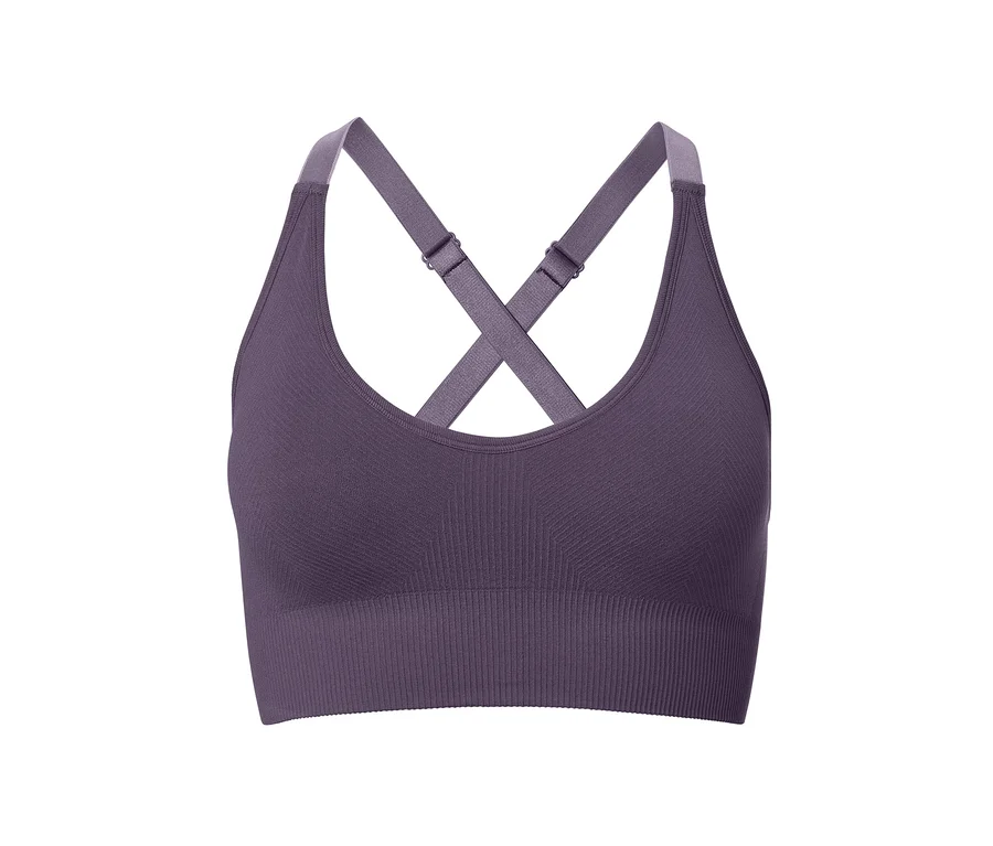 Ein lila Seamless-Sport-Bustier.