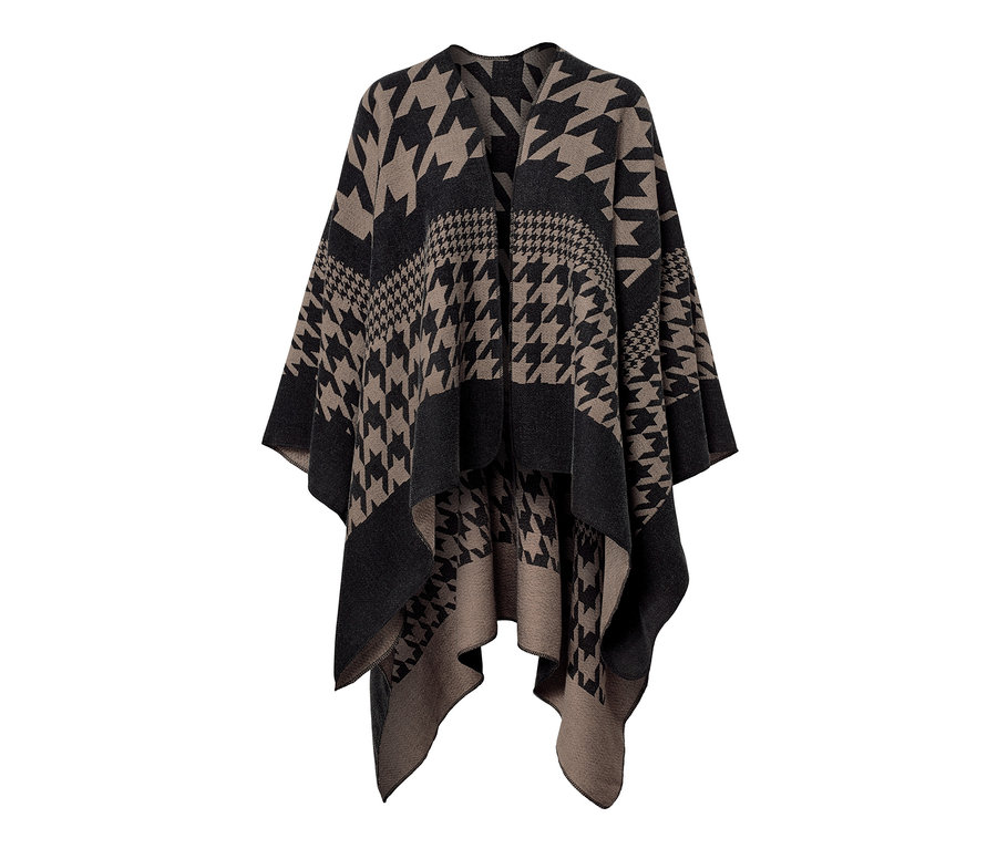 Ein Poncho mit Hahnentrittmuster.