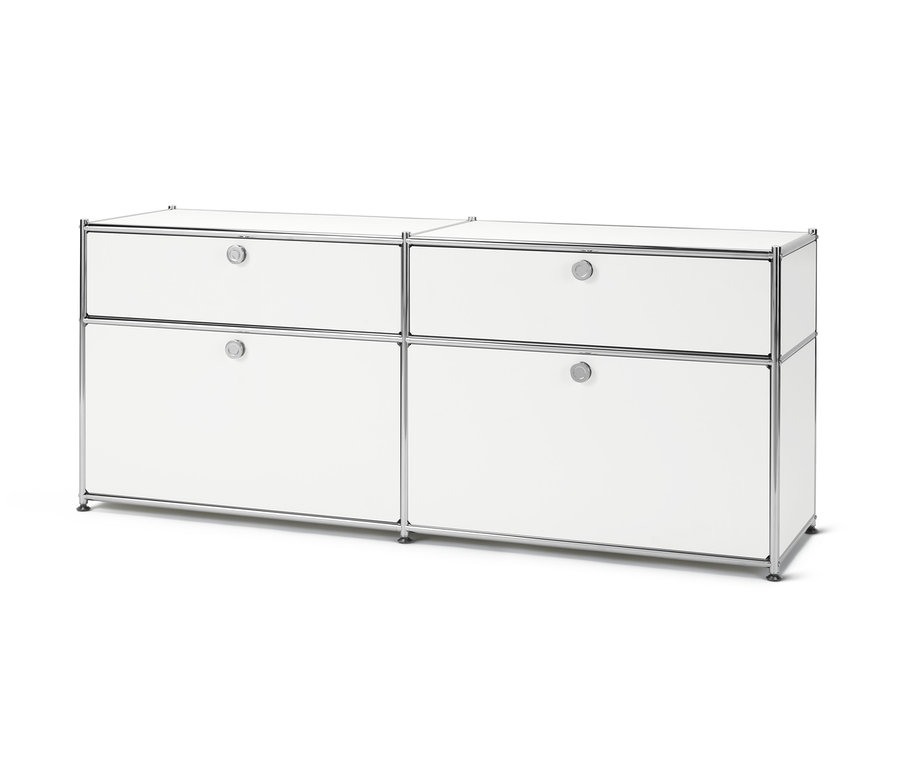 Weißes Sideboard »CN3« mit Schubladen und Klappen.