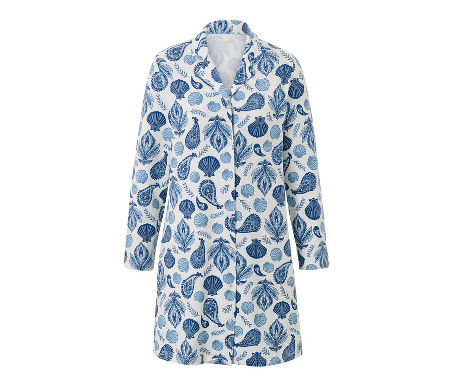 Nachthemd mit blauem Muschel- und Paisleymuster.