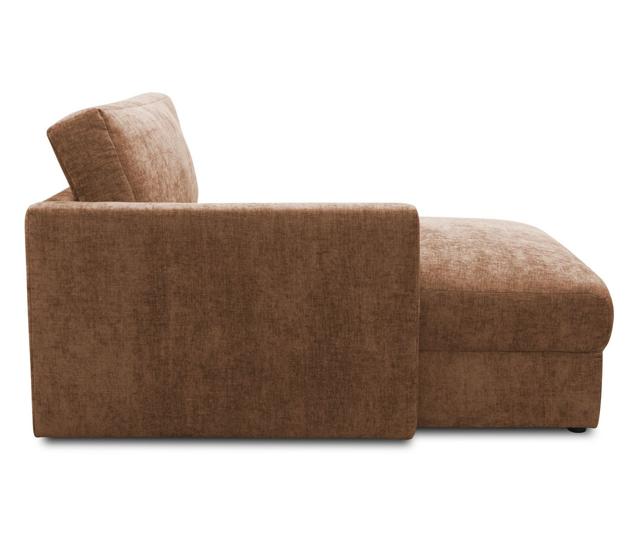 Seitenansicht des rostfarbenen und hellbraunen DOMO Longchairs, linksbündig.