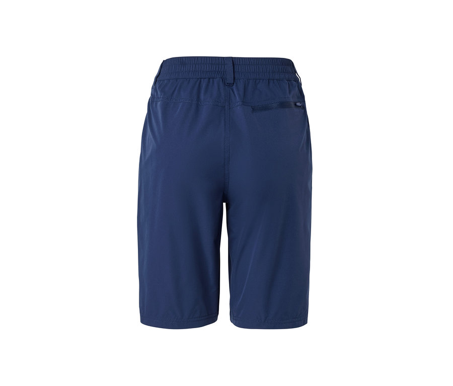 Blaue Softshell-Funktionsshorts.